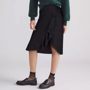Anthropologie Maeve Black Cotton Bow Tie Midi Skirt Women’s Size 0 XXS XS